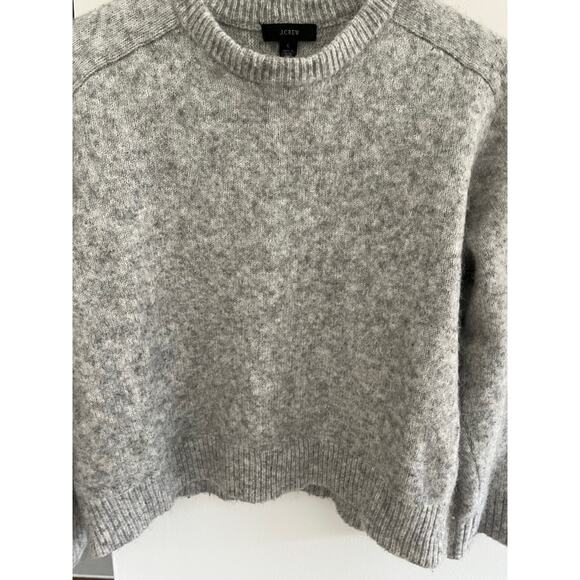 J Crew Reimagined By Womens L Light Gray Cropped Crewneck Sweater Pullover - Picture 3 of 6